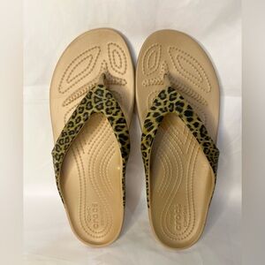 CROCS Women's Tan Leopard Sandals